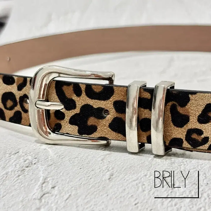 [BUNJANG] PIA Leopard Print Suede Leather Belt / [Unisex] PIA 호피 레오파드 스웨이드 가죽 미니멀 벨트