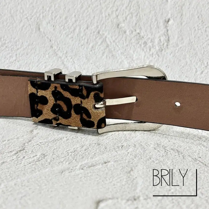 [BUNJANG] PIA Leopard Print Suede Leather Belt / [Unisex] PIA 호피 레오파드 스웨이드 가죽 미니멀 벨트