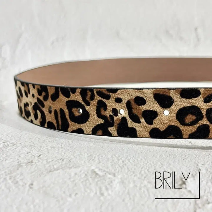 [BUNJANG] PIA Leopard Print Suede Leather Belt / [Unisex] PIA 호피 레오파드 스웨이드 가죽 미니멀 벨트