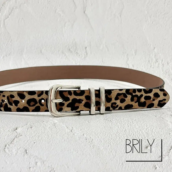 [BUNJANG] PIA Leopard Print Suede Leather Belt / [Unisex] PIA 호피 레오파드 스웨이드 가죽 미니멀 벨트