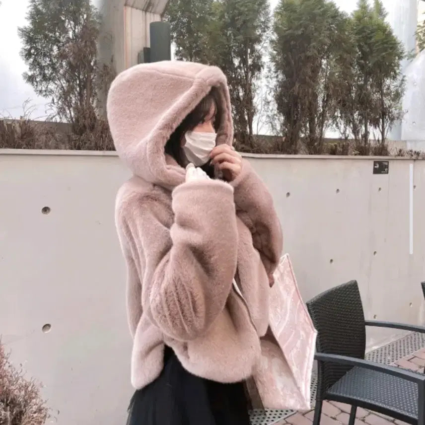 [BUNJANG] Rozelin Rosy Brown Le Mont Faux Fur Jacket / 로젤린 로지브라운 르몽 퍼자켓