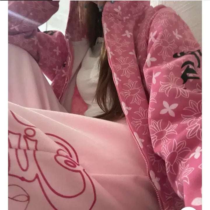 [BUNJANG] Pink Hooded Zip-up Hoodie / 후드 핑크후드집업 새상품