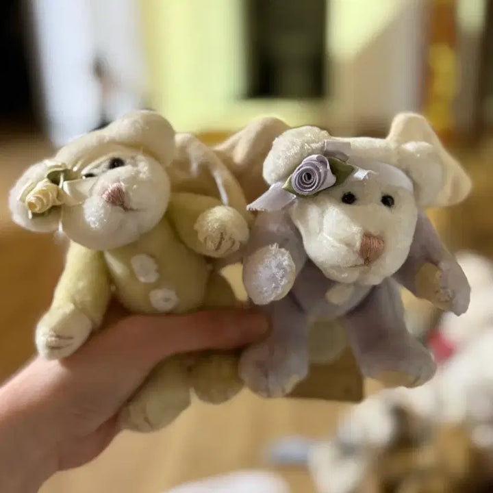 [BUNJANG] Boyds Bears Vintage Teddy Bear Set / 보이즈베어 곰 연노랑 연보라 인형 세트 빈티지 소품 레어