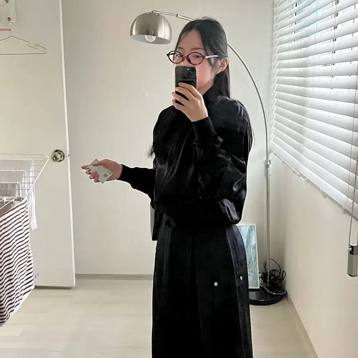 [BUNJANG] A-Line Nylon Pocket Skirt - Black / (착샥)A라인 나일론 포켓 스커트 블랙