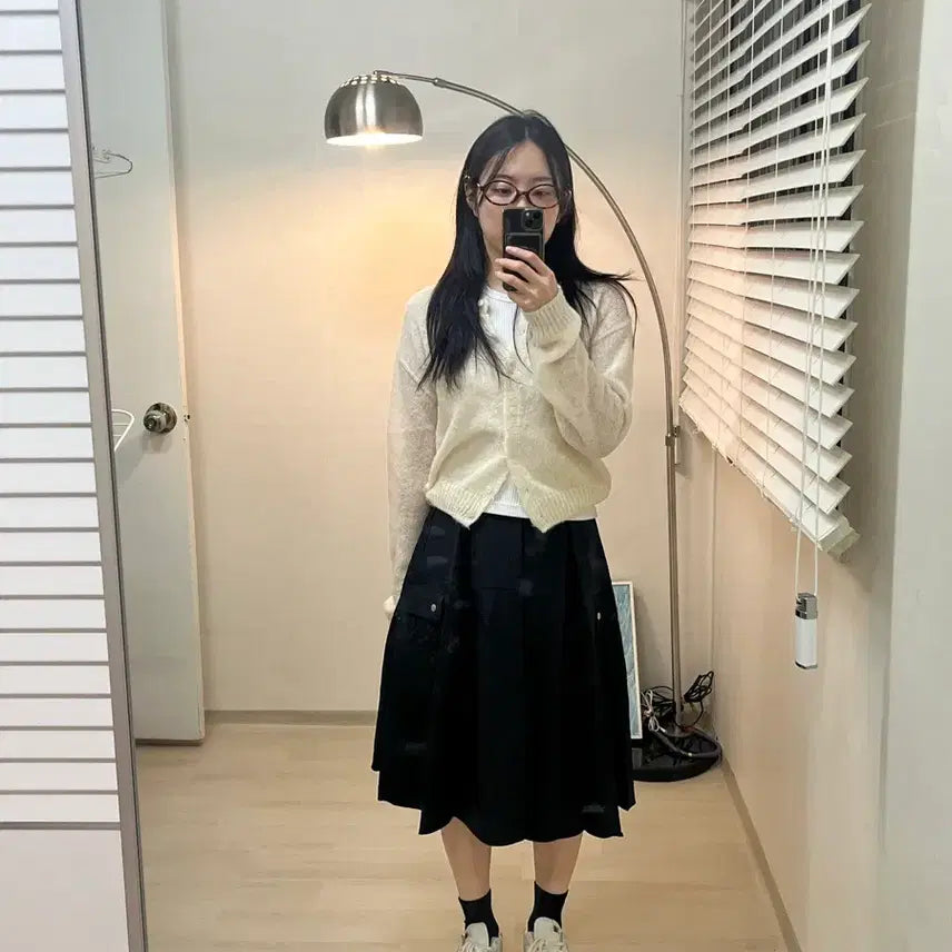 [BUNJANG] A-Line Nylon Pocket Skirt - Black / (착샥)A라인 나일론 포켓 스커트 블랙