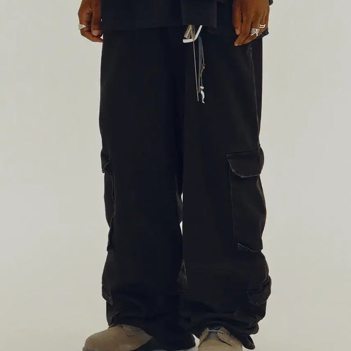 [BUNJANG] Suede Two Pocket Cargo Pants Black L / 스웨이드 투 포켓 카고 팬츠 블랙 L
