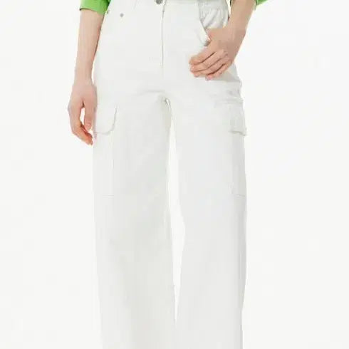 [BUNJANG] G-Cut White Wide Cargo Pants / 새상품) 지컷 화이트 와이드 카고 팬츠