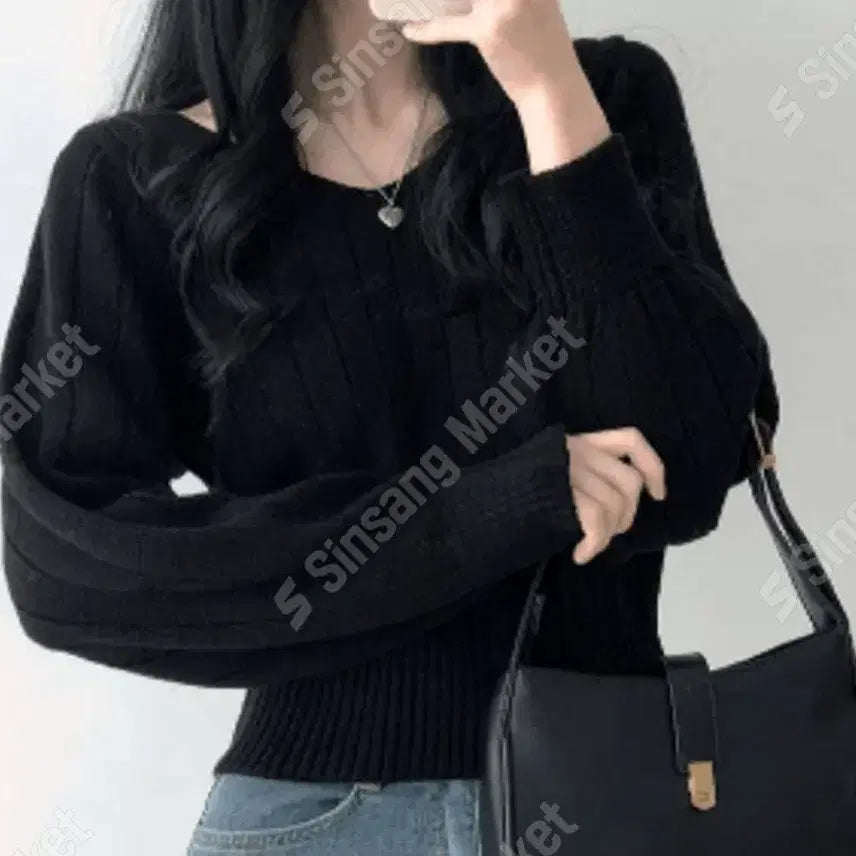 [BUNJANG] V-Neck Ribbed Knit Sweater / 브이넥 골지 니트 (베이지/핑크/블루/레드/블랙)