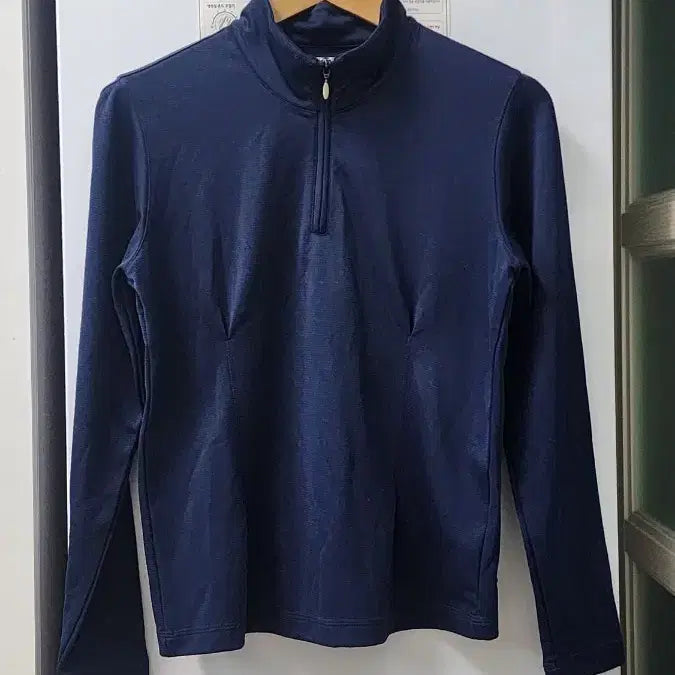 [BUNJANG] Navy Half-Neck Long-Sleeve T-Shirt / 네이비 하프넥 긴팔 티셔츠