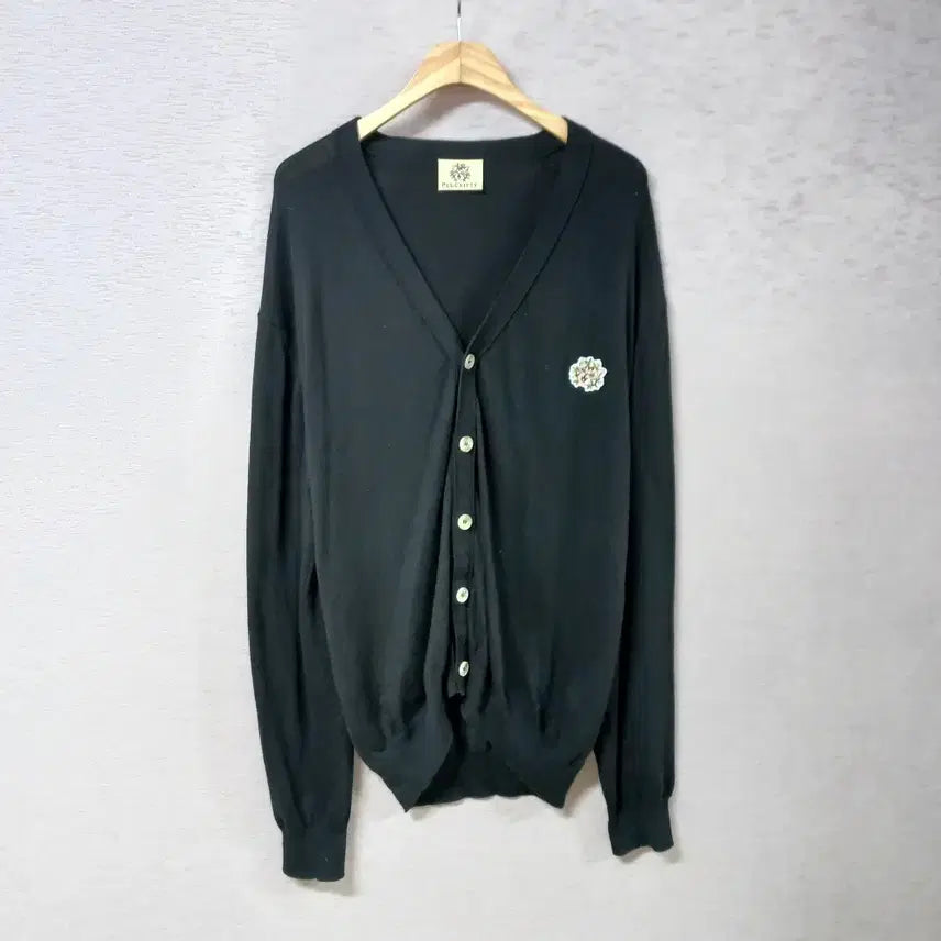 [BUNJANG] PLUCKITTY Black Ribbed Knit Cardigan - Men&