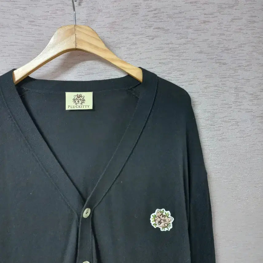 [BUNJANG] PLUCKITTY Black Ribbed Knit Cardigan - Men&