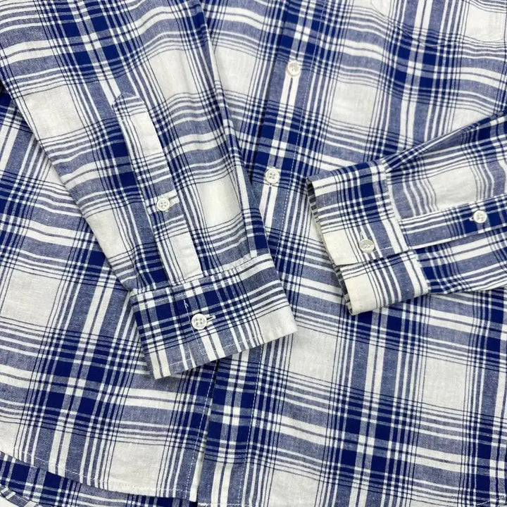 [BUNJANG] Calvin Klein Classic Checkered Linen Shirt / (L) CK 캘빈클라인 클래식 체크패턴 슬림핏 린넨 셔츠