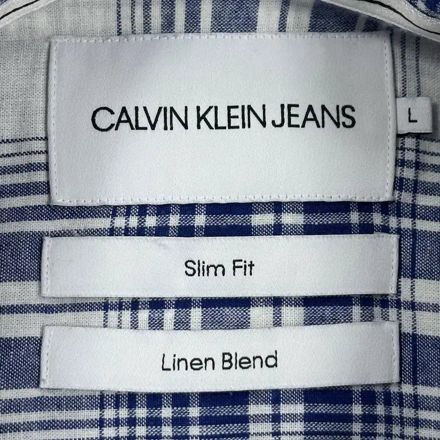 [BUNJANG] Calvin Klein Classic Checkered Linen Shirt / (L) CK 캘빈클라인 클래식 체크패턴 슬림핏 린넨 셔츠