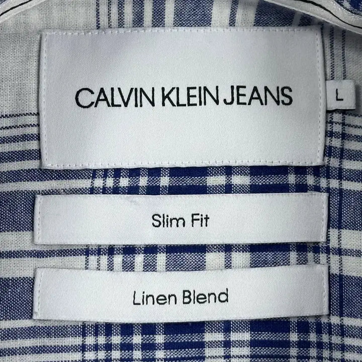 [BUNJANG] Calvin Klein Classic Checkered Linen Shirt / (L) CK 캘빈클라인 클래식 체크패턴 슬림핏 린넨 셔츠