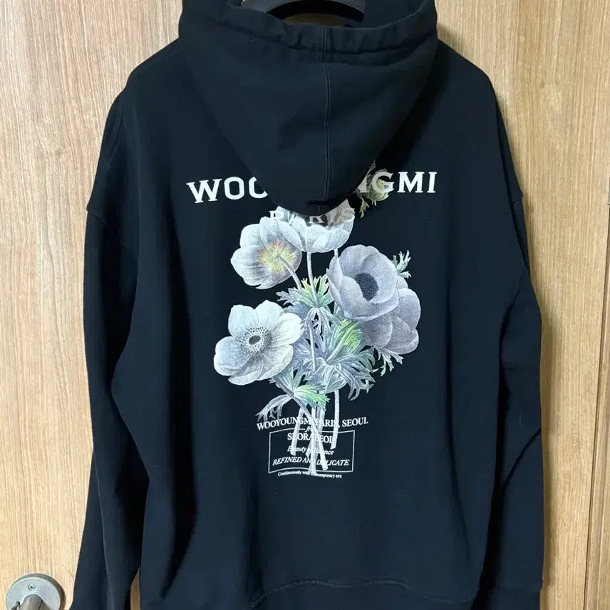 [BUNJANG] Wooyoungmi Flower Hoodie (52) Black / { 52 / 23FW } 우영미 플라워 후드티