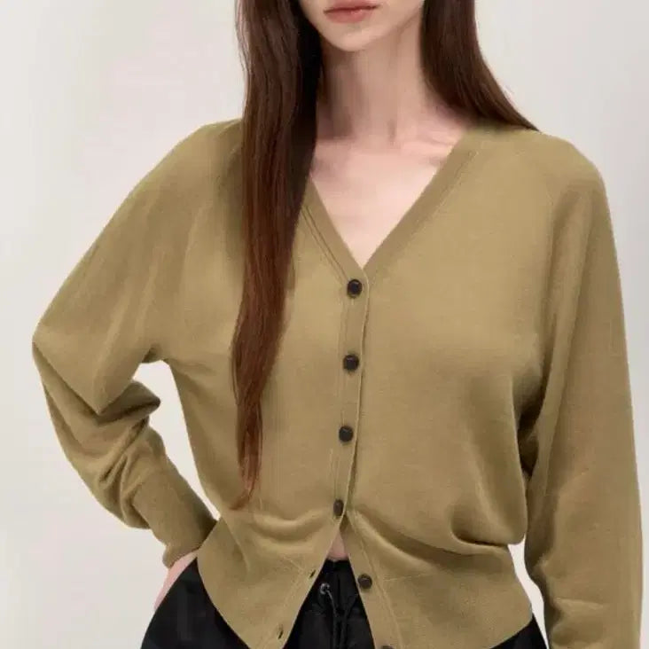 [BUNJANG] TIME Silk Blend Holgarment Knit Cardigan / 한섬 TIME 실크 블렌드 홀가먼트 니트 가디건 85(55) 브라운슈가