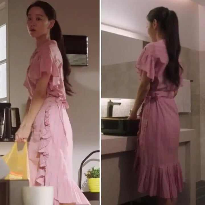 [BUNJANG] DeWL Stripe Two-Piece Set / 듀엘 스트라이프 투피스 상의 55 /스커트 66
