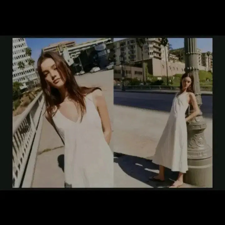 [BUNJANG] Naeyeon Artide V-Neck Long Dress / 이나연 아티드 브이넥 롱 원피스