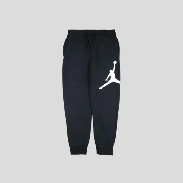 [BUNJANG] Nike Air Jordan Jumpman Logo Fleece Jogger Pants / 나이키 에어조던 블랙 화이트 점프맨 빅로고 밴딩 기모 조거팬츠 스웻팬츠