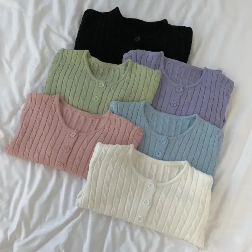 [BUNJANG] Kkwabaegi Knit Cardigan / 꽈배기 니트 가디건