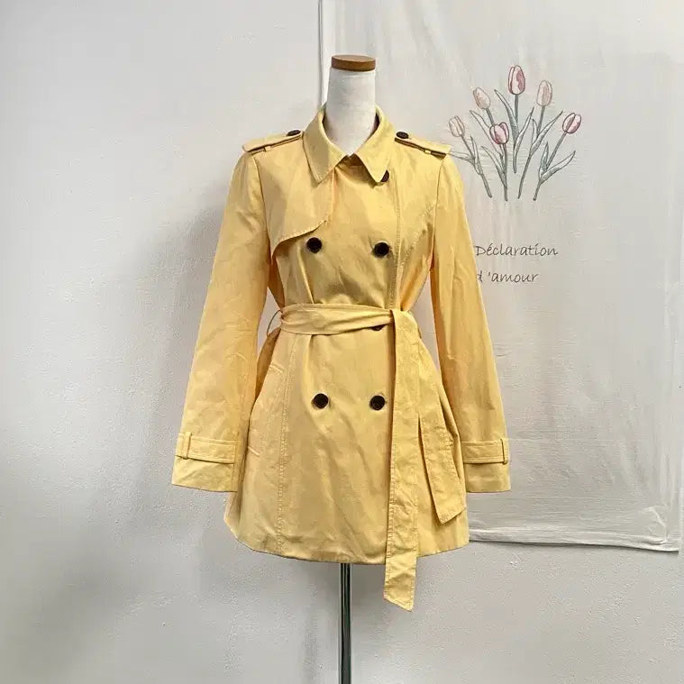 [BUNJANG] Roem Yellow Half Trench Coat / 로엠 옐로우 하프 트렌치코트