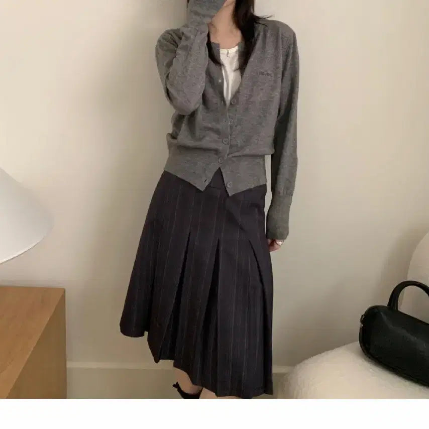 [BUNJANG] Striped Pleated Skirt / 스트라이프 플리츠 스커트