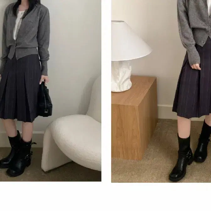 [BUNJANG] Striped Pleated Skirt / 스트라이프 플리츠 스커트