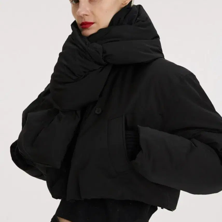 [BUNJANG] RECTO Shawl Detail Crop Down Jumper / RECTO/SHAWL DETAIL CROP DOWN JUMPER