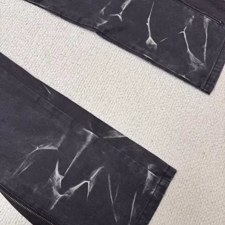 [BUNJANG] Vintage Black Washed Denim Punk Pants / 빈티지 블랙 워싱데님 락펑크 긱시크 펑크룩 펑크팬츠 그런지룩 빈티지팬츠