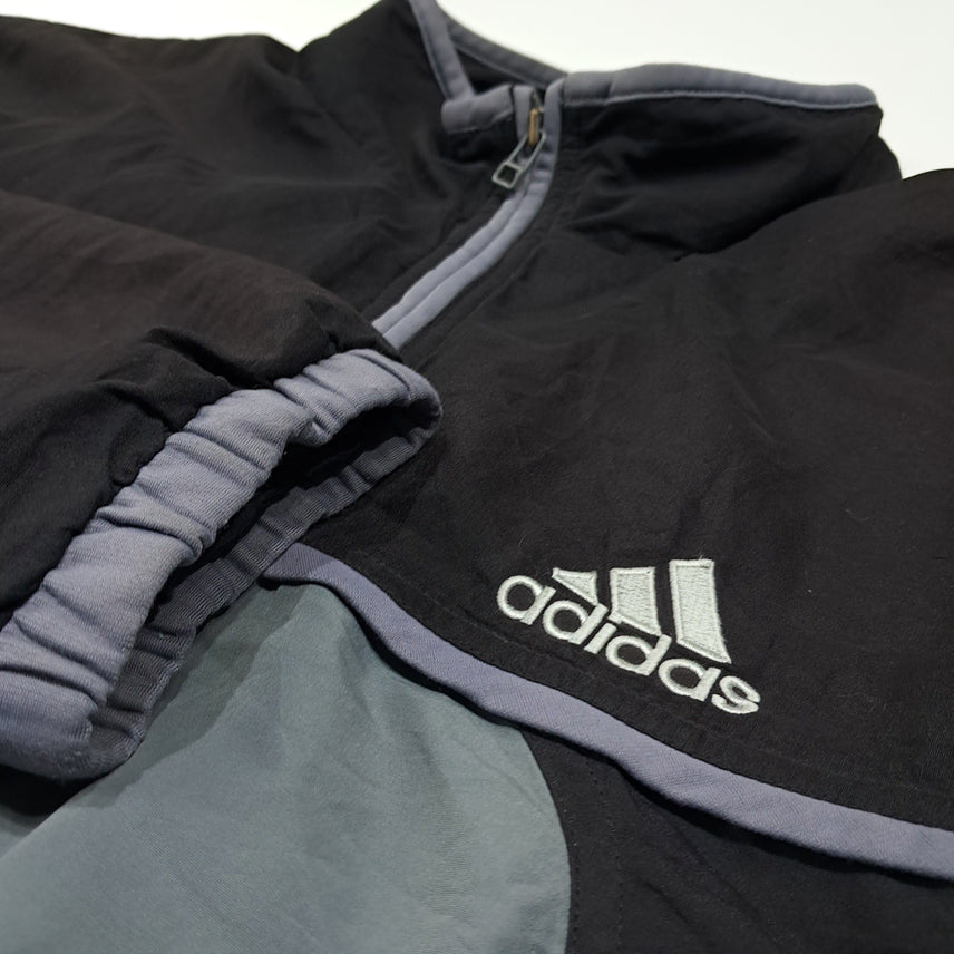 [BUNJANG] Adidas CL733 M 90s Old School Windbreaker Jacket / CL733 M 아디다스 90s 올드스쿨 블랙그레이 바람막이 자켓