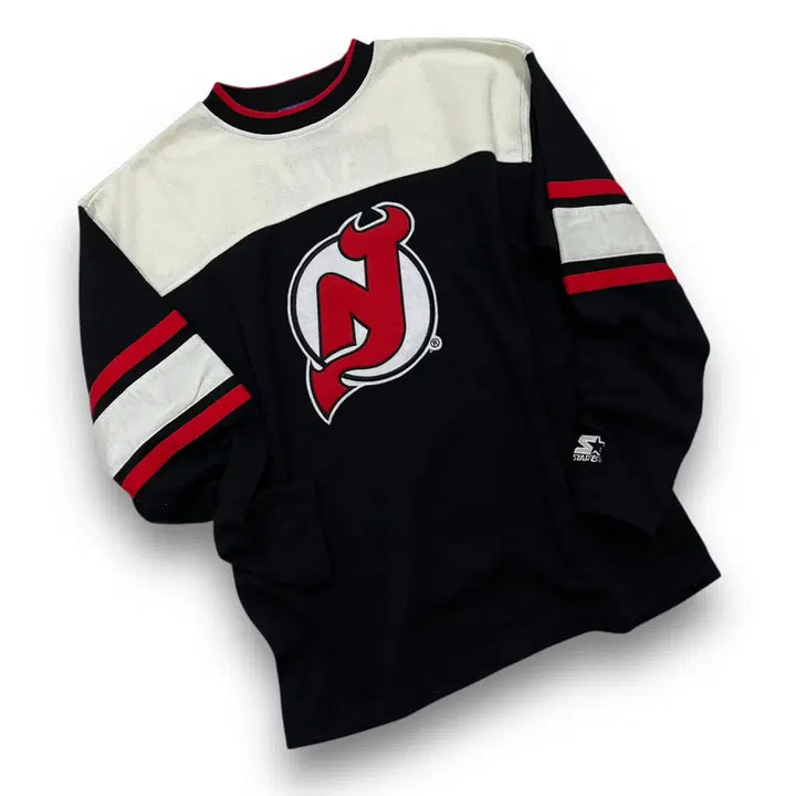 [BUNJANG] Starter 90s NHL New Jersey Devils Long Sleeve Jersey / 스타터 90s NHL 뉴저지 데빌스 올드스쿨 긴팔 져지