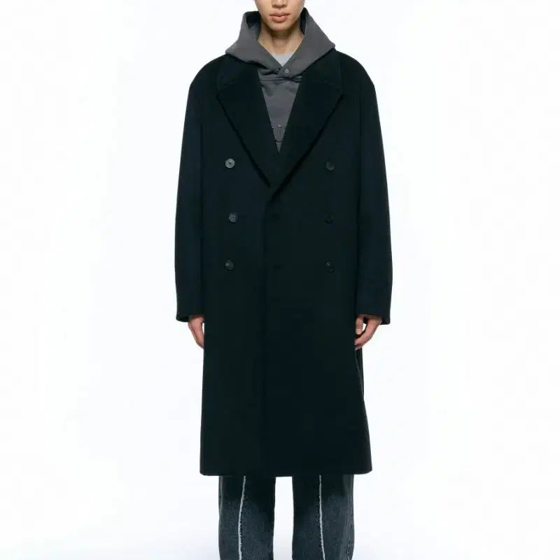 [BUNJANG] In Silence Cashmere Long Double Coat Black S / 인사일런스 캐시미어 롱 더블 코트 블랙 S 새제품