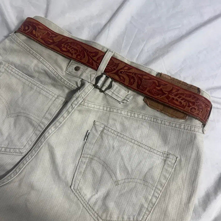 [BUNJANG] Vintage Carved Leather Belt / 빈티지 카빙 레더 벨트