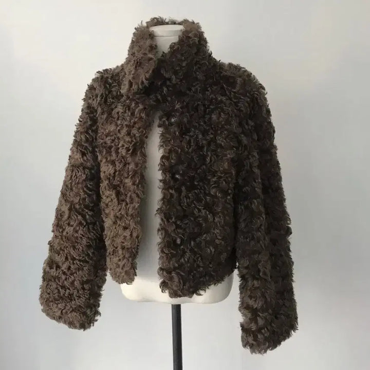 [BUNJANG] CloudEmotion Zen Fur Crop Jacket Brown / 클라우드이모션 젠 FUR 크롭 JK 브라운