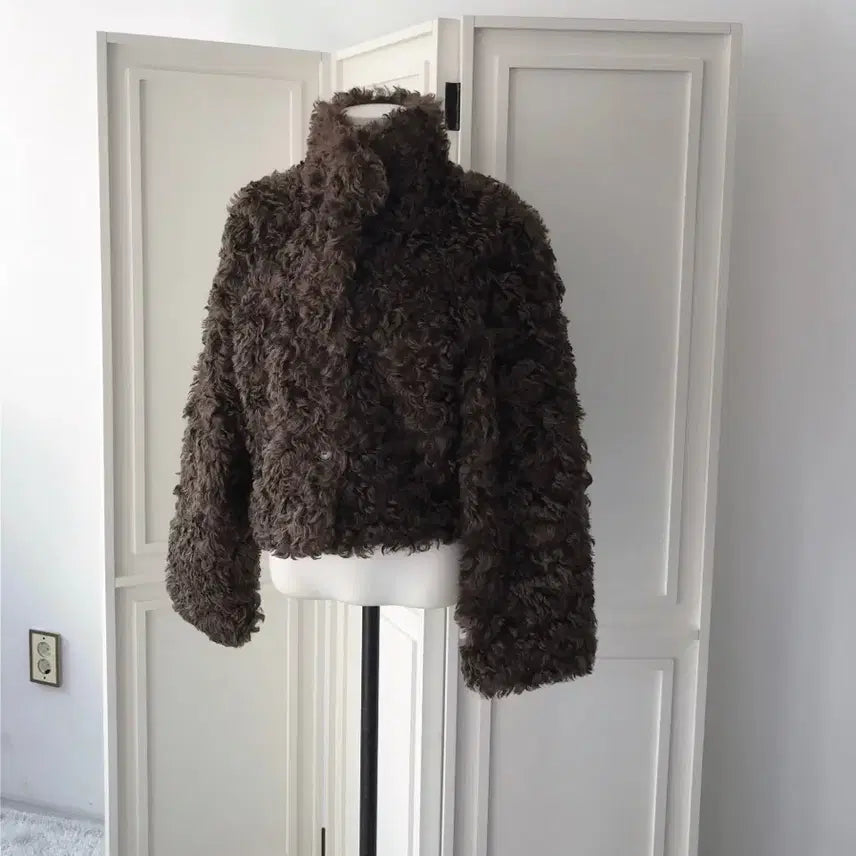 [BUNJANG] CloudEmotion Zen Fur Crop Jacket Brown / 클라우드이모션 젠 FUR 크롭 JK 브라운