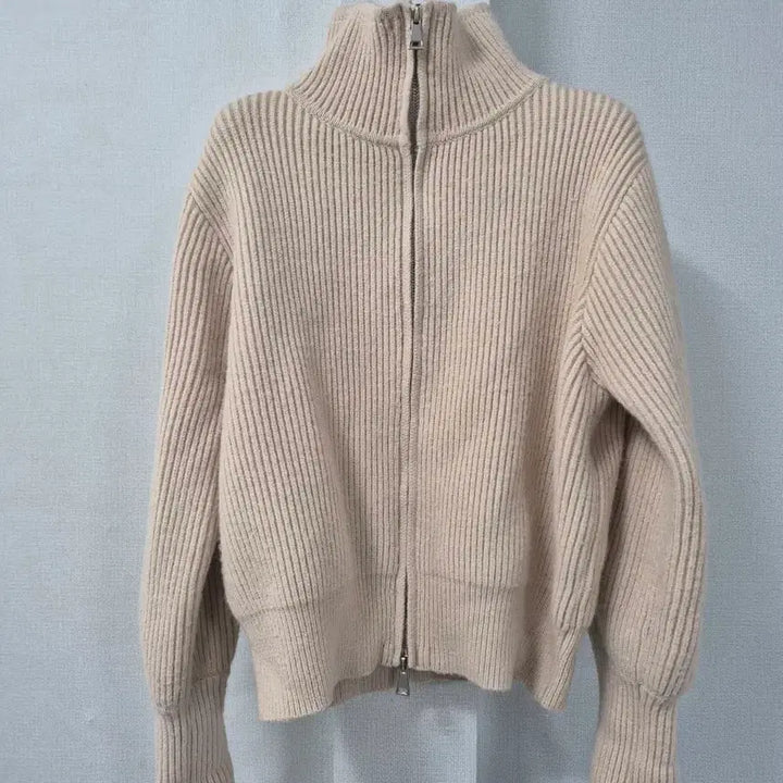 [BUNJANG] BENITO MORREST Ivory Ribbed Knit Zip-up Cardigan / BENITO MORREST 아이보리 골지 니트 집업 가디건