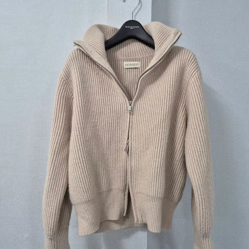 [BUNJANG] BENITO MORREST Ivory Ribbed Knit Zip-up Cardigan / BENITO MORREST 아이보리 골지 니트 집업 가디건