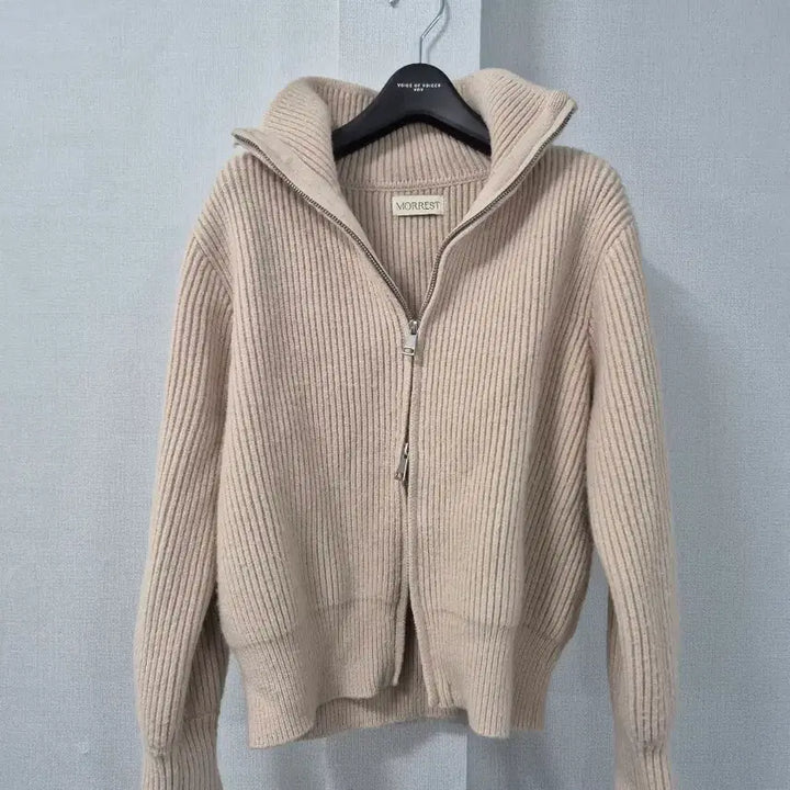 [BUNJANG] BENITO MORREST Ivory Ribbed Knit Zip-up Cardigan / BENITO MORREST 아이보리 골지 니트 집업 가디건
