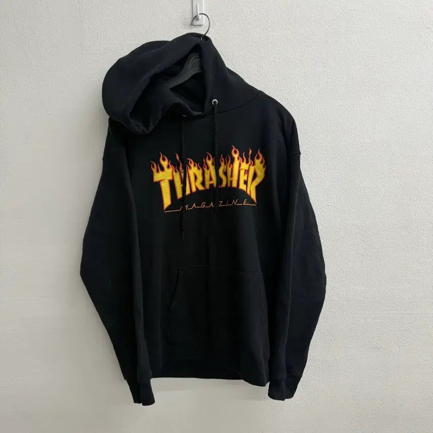 [BUNJANG] Thrasher Flame Logo Black Hoodie S / 트레셔 불꽃 플레임 로고 블랙 후드티 S