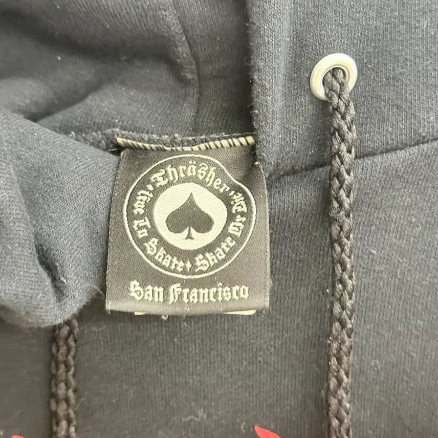 [BUNJANG] Thrasher Flame Logo Black Hoodie S / 트레셔 불꽃 플레임 로고 블랙 후드티 S