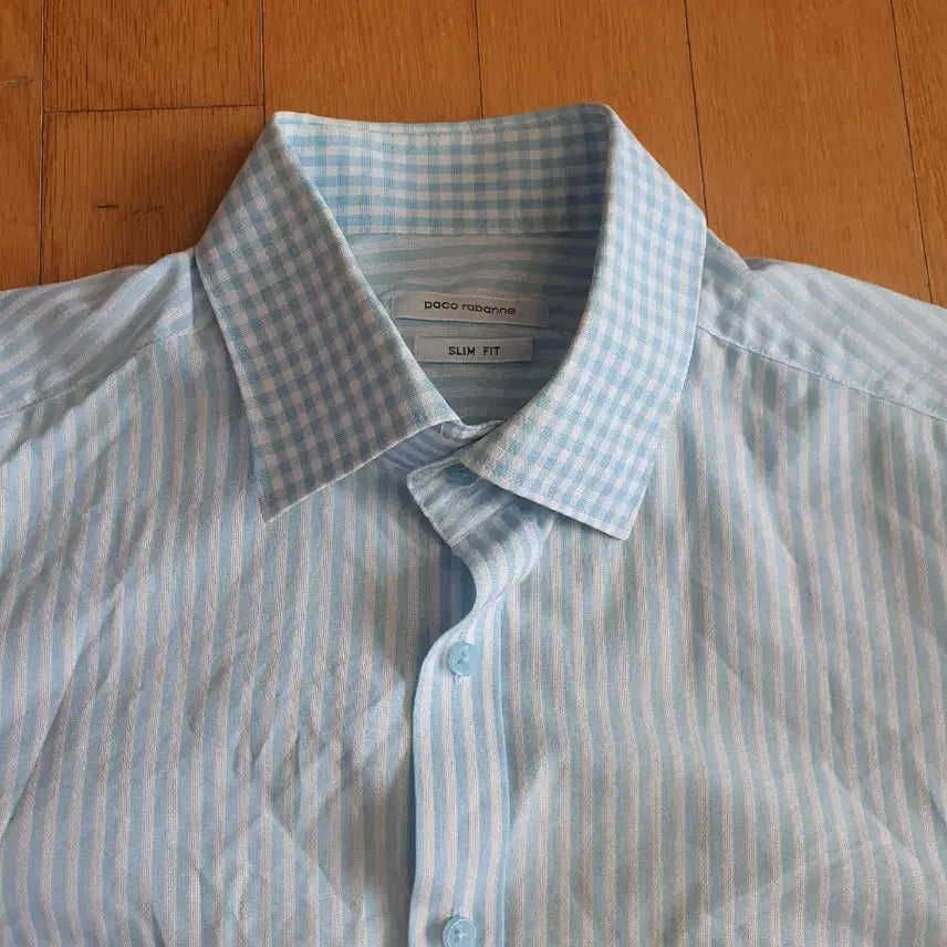 [BUNJANG] Paco Rabanne Sky Blue Striped Shirt / 파코라반 하늘색 스트라이프 셔츠 100 (324)