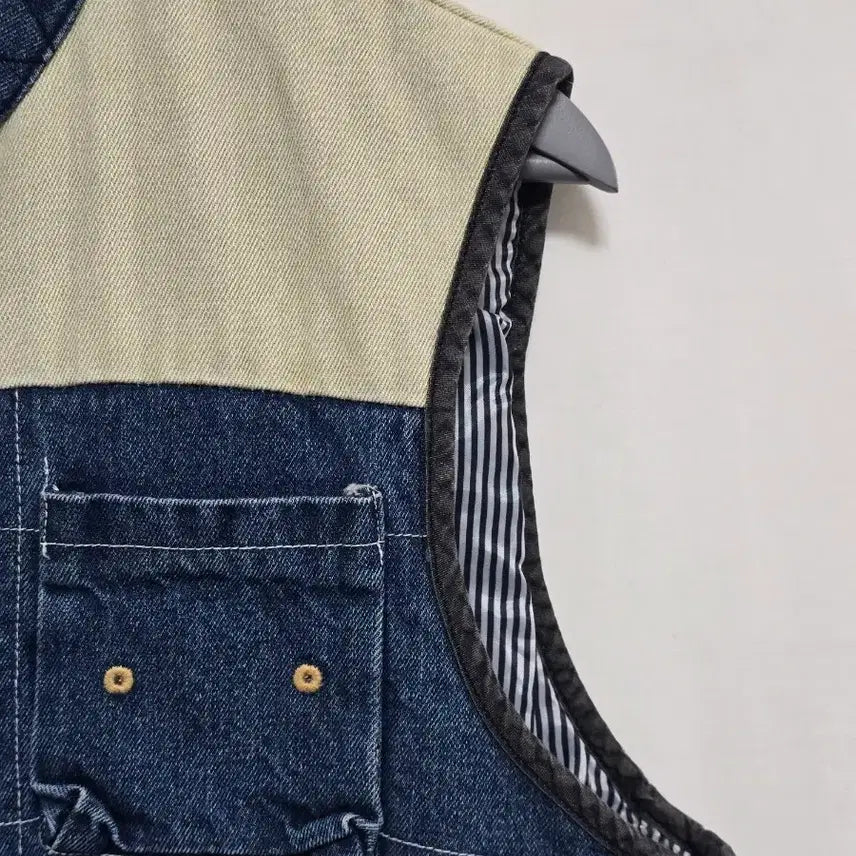 [BUNJANG] Movement Ivory Denim Vest / 무브먼트 아이보리 데님 배색 조끼 누빔 베스트 남 95-100. 0311