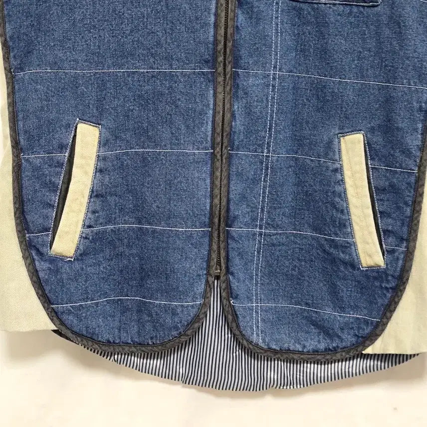 [BUNJANG] Movement Ivory Denim Vest / 무브먼트 아이보리 데님 배색 조끼 누빔 베스트 남 95-100. 0311