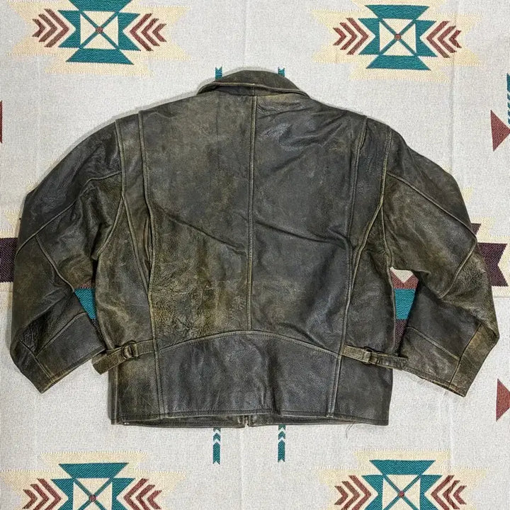 [BUNJANG] Vintage Distressed Washing Single Rider Leather Jacket / 90s 디스트레스드 워싱 싱글라이더 레더 자켓