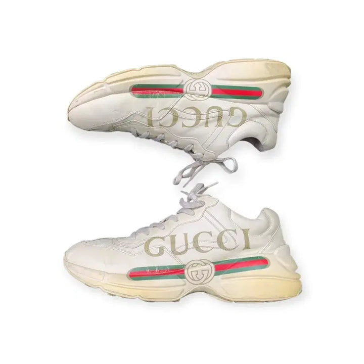 [BUNJANG] Gucci Rhyton Vintage Ivory Logo Sneakers / 42)구찌 라이톤 전투화 빈티지 아이보리 로고 스니커즈 화이트