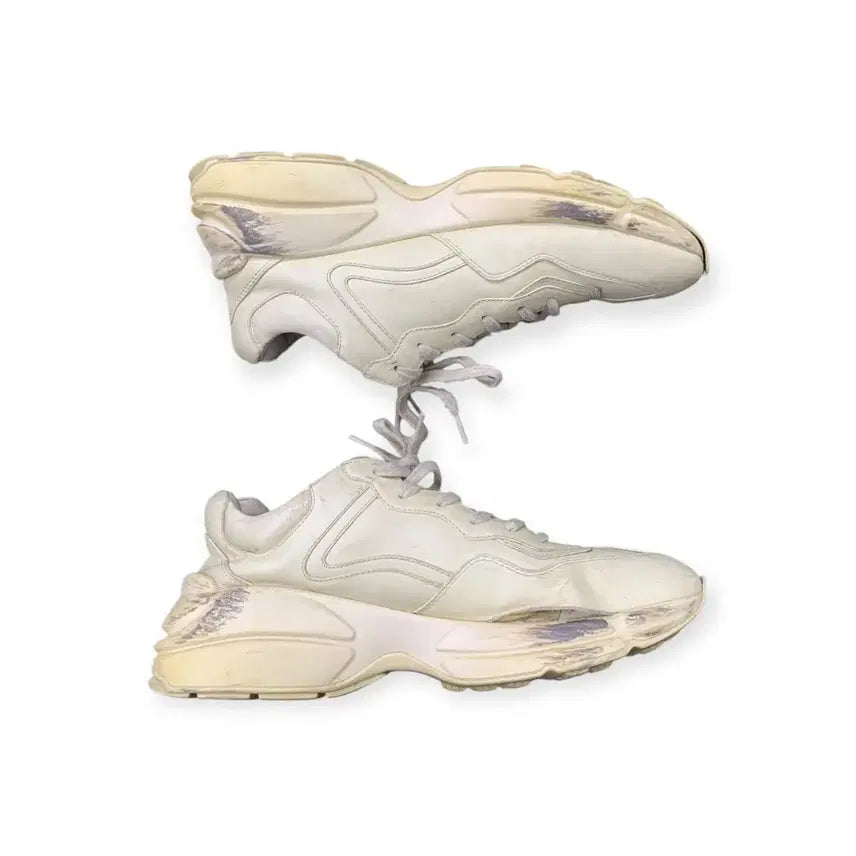 [BUNJANG] Gucci Rhyton Vintage Ivory Logo Sneakers / 42)구찌 라이톤 전투화 빈티지 아이보리 로고 스니커즈 화이트