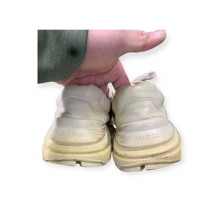 [BUNJANG] Gucci Rhyton Vintage Ivory Logo Sneakers / 42)구찌 라이톤 전투화 빈티지 아이보리 로고 스니커즈 화이트