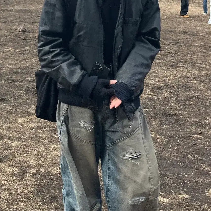 [BUNJANG] Vintage Black Leather Jacket / 일본 빈티지 블랙 가죽자켓