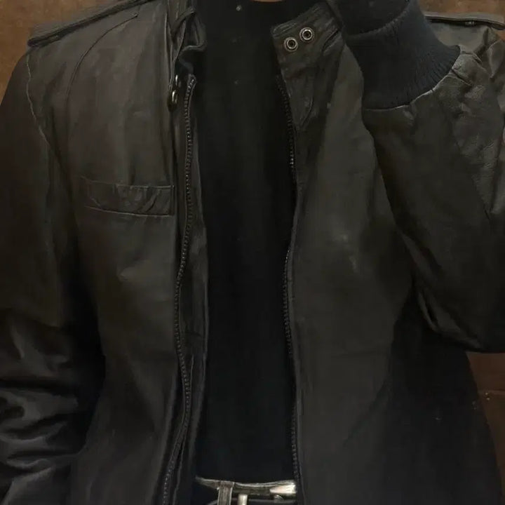 [BUNJANG] Vintage Black Leather Jacket / 일본 빈티지 블랙 가죽자켓