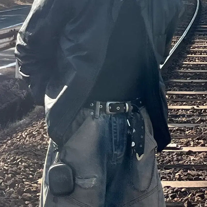 [BUNJANG] Vintage Black Leather Jacket / 일본 빈티지 블랙 가죽자켓